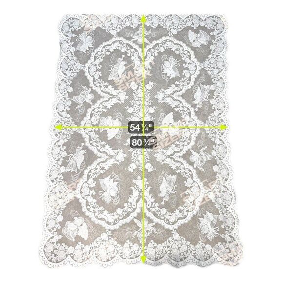 Vintage White Lace Heavenly Angels Holiday Tablecloth 54" X 80.5" Rectangle READ - Picture 6 of 6